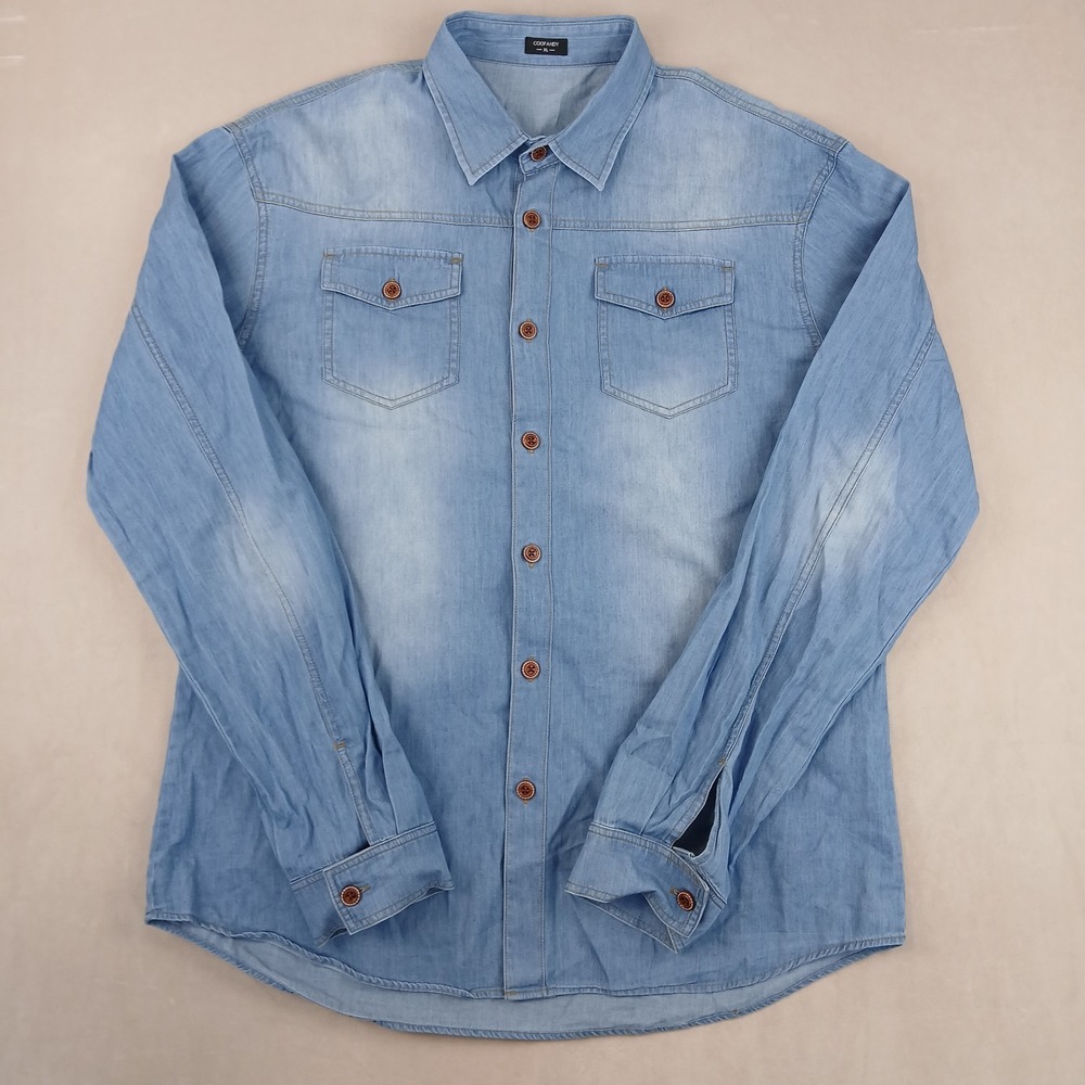 Coofandy XL Mens Shirt Chambray Jean 23x29 Long‎ Arms Tall FLAW